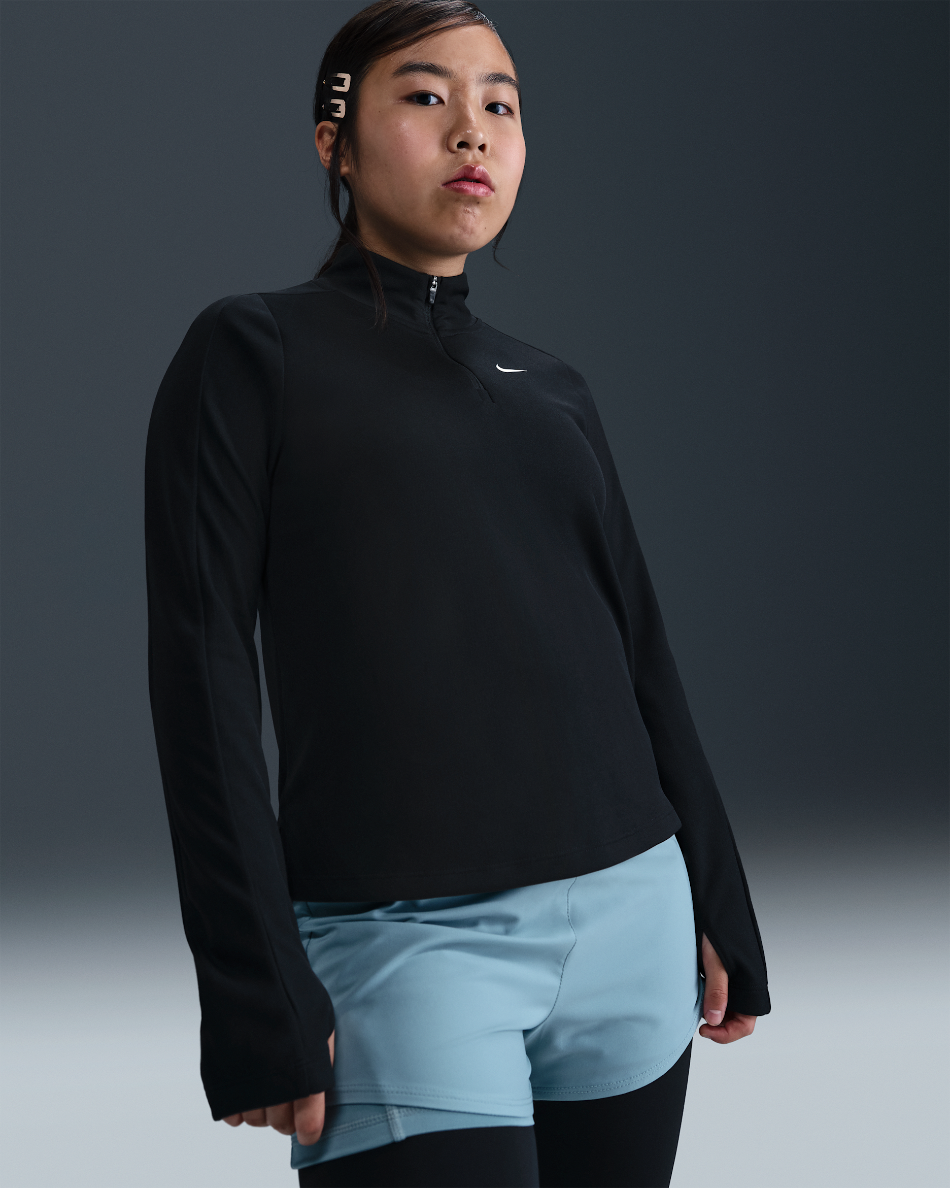 Nike Dri-FIT Older Kids' (Girls') Long-Sleeve 1/2-Zip Top